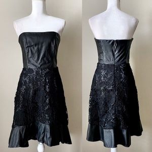 BeBe black leather and lace sleeveless dress